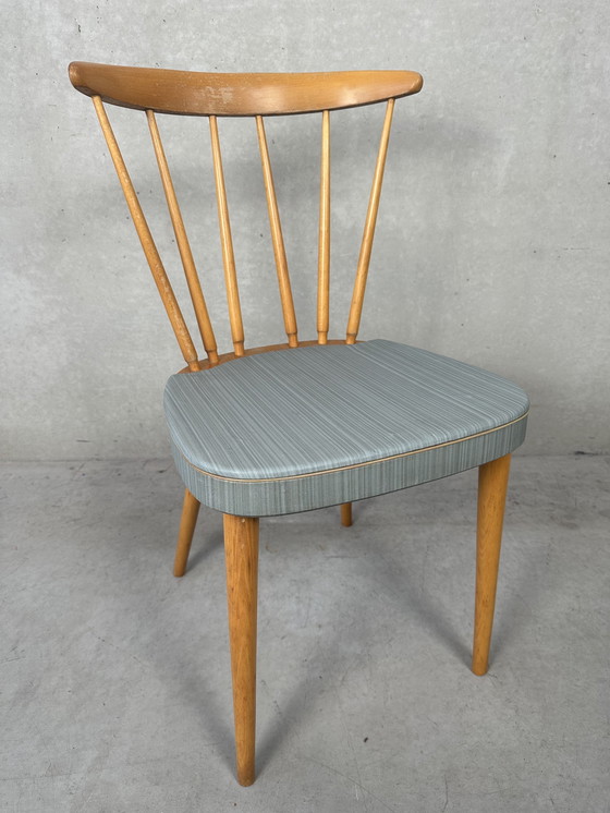 Image 1 of 2x vintage ‘beech wood’ spijlenstoelen