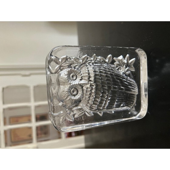 Image 1 of Vintage kristallen presse-papier met uil decoratie, 1970