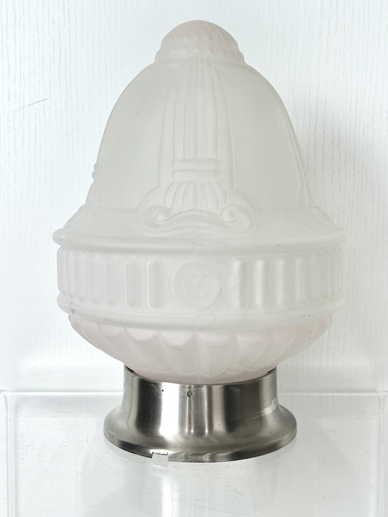 Image 1 of Art deco hanglamp vintage opaline gesatineerd glas lamp