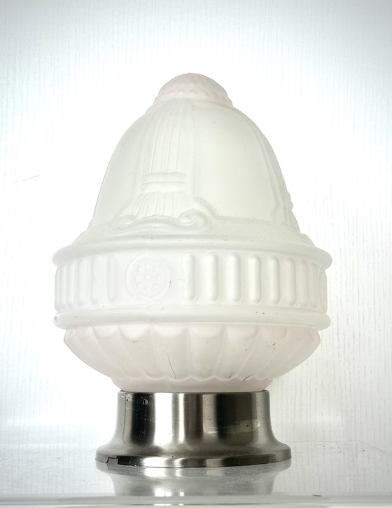 Image 1 of Art deco hanglamp vintage opaline gesatineerd glas lamp