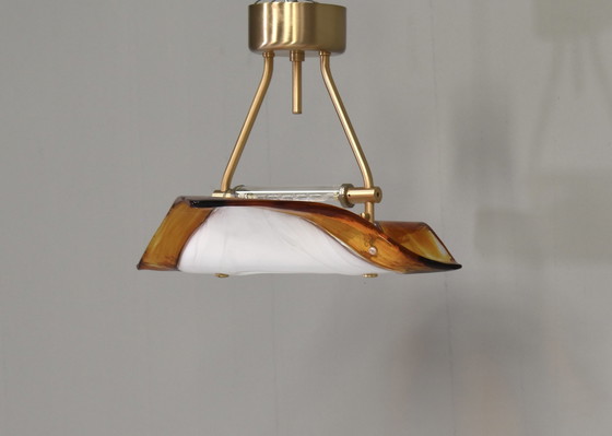 Image 1 of La Murrina "Albatros" plafondlamp Murano Glas/ Messing Italië 80's design