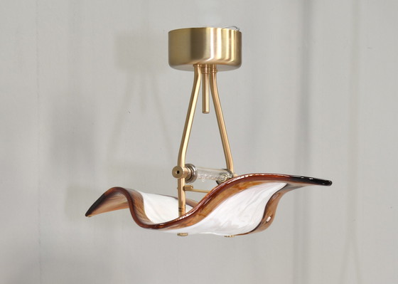 Image 1 of La Murrina "Albatros" plafondlamp Murano Glas/ Messing Italië 80's design