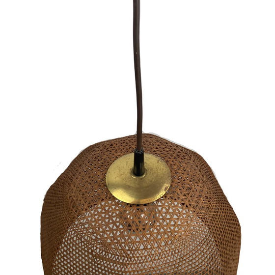 Image 1 of 1960S rotan rieten bijenkorf hanglamp