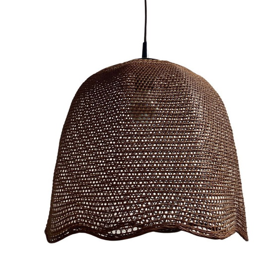 Image 1 of 1960S rotan rieten bijenkorf hanglamp