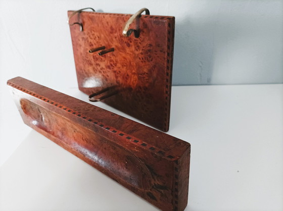 Image 1 of Etui en agendahouder in wortelnotenhout