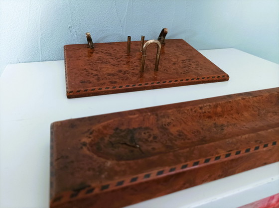 Image 1 of Etui en agendahouder in wortelnotenhout