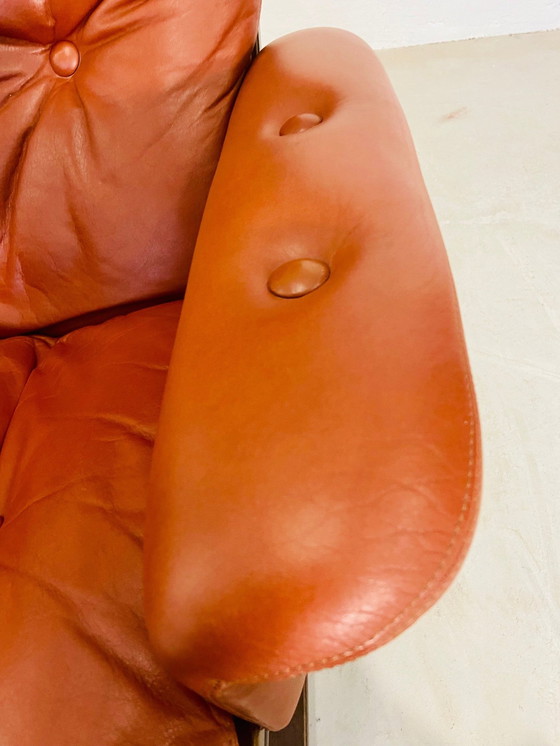 Image 1 of VINTAGE DEENSE RETRO LOUNGE STOEL IN COGNAC LEER VAN KOMFORT