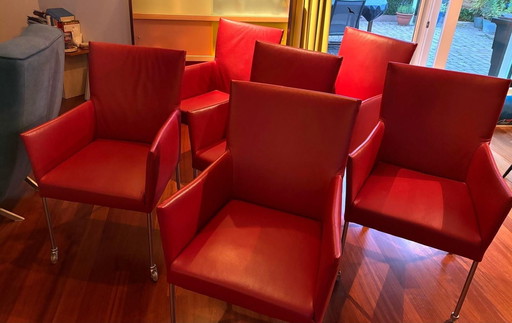 6x Bert Plantagie Leren Eetkamerstoelen