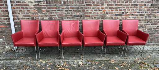 6x Bert Plantagie Leren Eetkamerstoelen