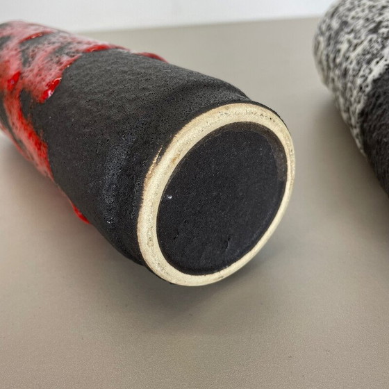 Image 1 of Paar aardewerk vet lava bicolor vazen voor Jopeko Ceramics, Duitsland 1970