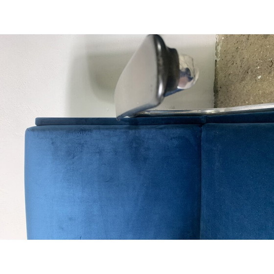 Image 1 of Vintage marineblauwe fluwelen fauteuil voor Ahrend de Cirkel, 1950