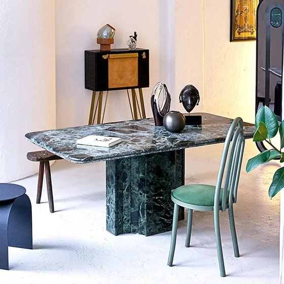 Image 1 of Vintage Italiaans  stoel "Arches" in groen stalen buis