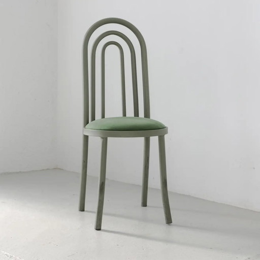 Vintage Italiaans stoel "Arches" in groen stalen buis – eetkamerstoelen, polished steel, Metal