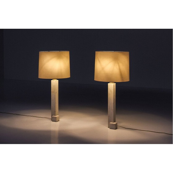 Image 1 of Vintage vloerlamp met brons en Italiaans marmer, jaren 1950