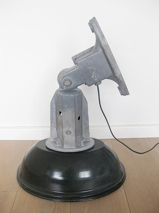 Vintage Zwart Emaille Frans Industriële Lamp