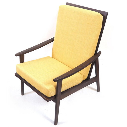 Donkerhouten vintage fauteuil, Scandinavisch