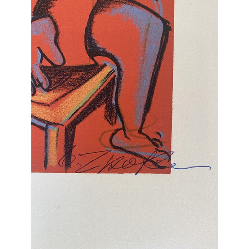 Vintage litho "De werken van Hercules" door Zadkine