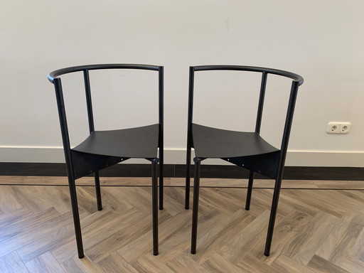 2x Wendy Wright Stoelen Door P.Starck Voor Disform / Donkergrijs Patina