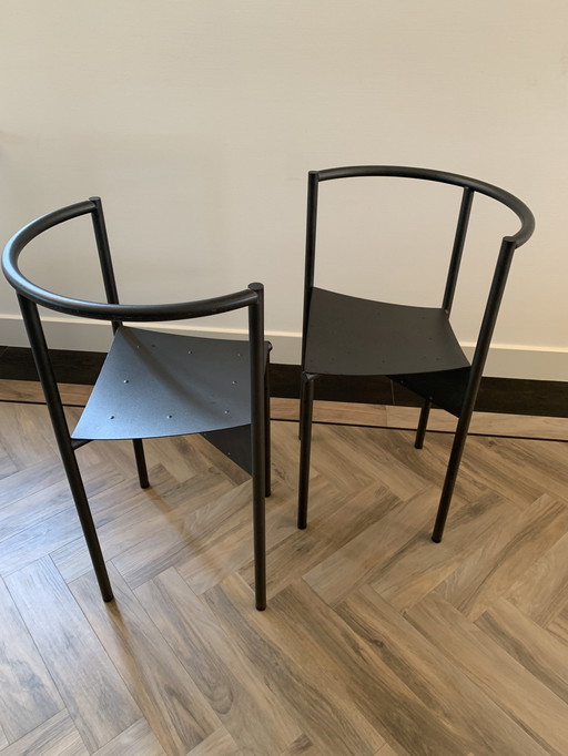 2x Wendy Wright Stoelen Door P.Starck Voor Disform / Donkergrijs Patina