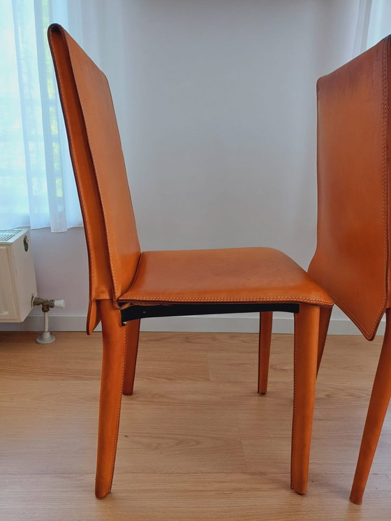 Image 1 of 4x Fasem ginerva cognac naturel lederen eetkamerstoelen