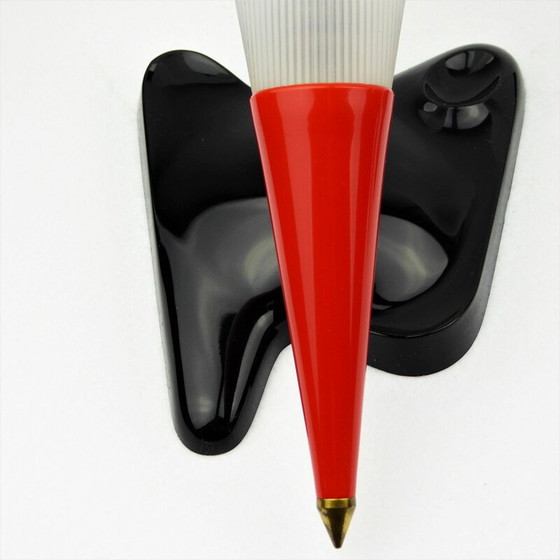 Image 1 of Set van 2 vintage wandlampen in rood en zwart perspex