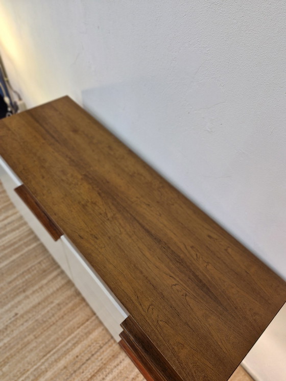 Image 1 of Strak Vintage Dressoir 70S Hout Bruin / Ecru