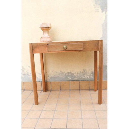 Vintage beukenhouten gelambriseerde tafelconsole, Italië 1950