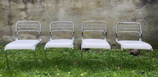 4x Vintage Verchroomde Stoelen