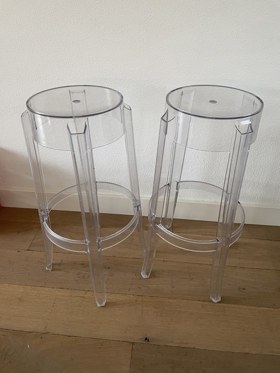 Image 1 of 8x  Phillipe Starck Kartell Charles Ghost barkrukken