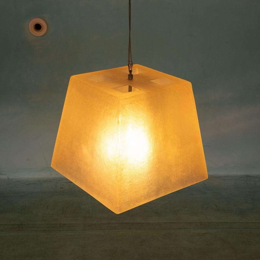 Minimalistisch vintage hanglamp fiberglas, Roche Babois