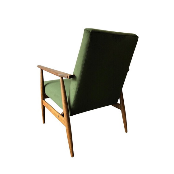 Image 1 of Paar vintage beuken en groen fluwelen fauteuils van Henryk Lis, jaren 1960