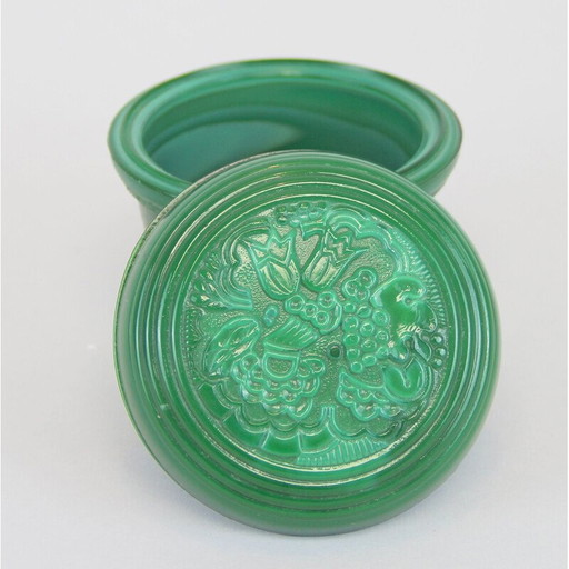 Vintage Art Deco glazen doos door Heinrich Hoffmann voor Schlevogt, 1930