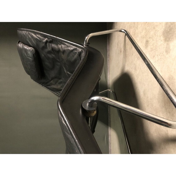 Image 1 of Vintage zwart leren lounge stoel, 1980