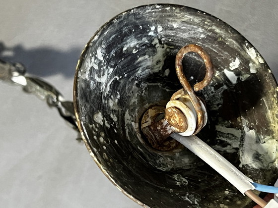 Image 1 of Art Deco Plafondlamp, Zeshoekig Opaline, Circa 1925