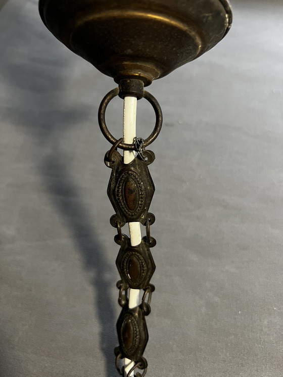 Image 1 of Art Deco Plafondlamp, Zeshoekig Opaline, Circa 1925