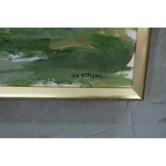 Image 1 of Vintage modernistisch olieverfschilderij door Tore Nilsson, Zweden 1970