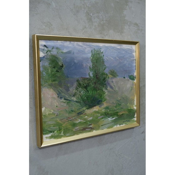 Image 1 of Vintage modernistisch olieverfschilderij door Tore Nilsson, Zweden 1970