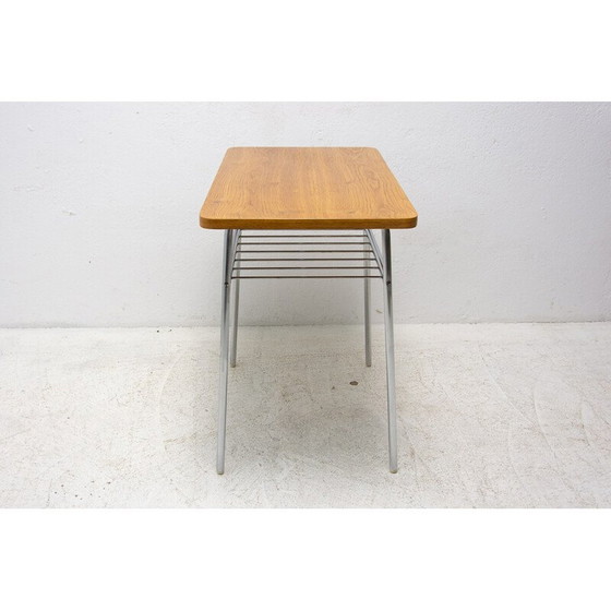 Image 1 of Vintage bijzettafel van hout en metaal, Tsjecho-Slowakije 1950
