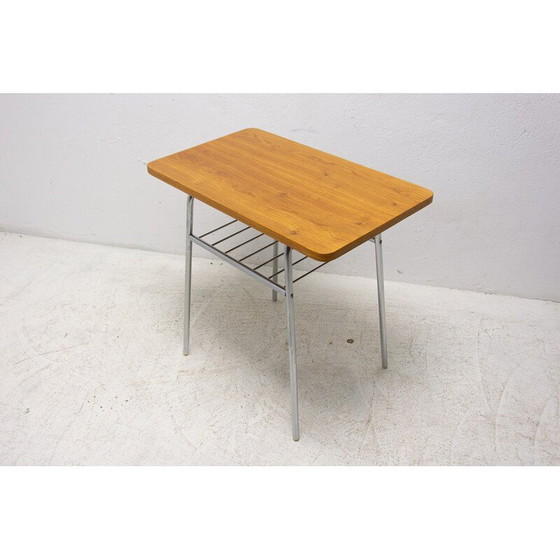 Image 1 of Vintage bijzettafel van hout en metaal, Tsjecho-Slowakije 1950