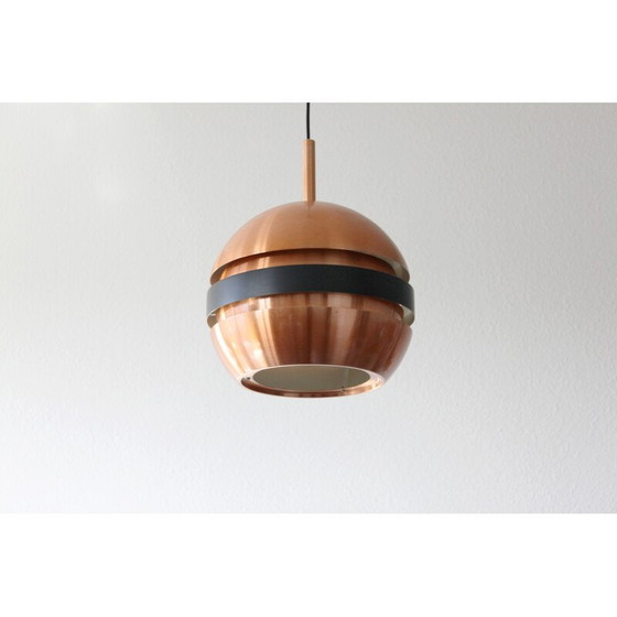 Image 1 of Vintage koper en keramiek bol hanglamp, Denemarken 1960