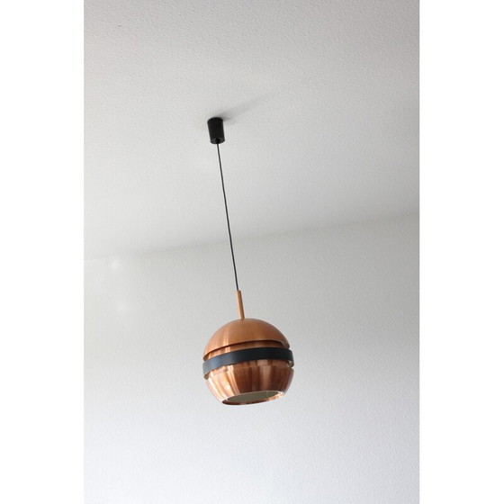 Image 1 of Vintage koper en keramiek bol hanglamp, Denemarken 1960