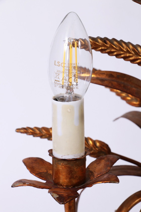 Image 1 of Gilt ‘Sheaf Of Wheat’ Table Light, Florentine Table Lamp By Hans Kögl, 1960S