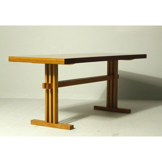 Image 1 of Vintage "Horizon" salontafel in shedua hout en essen, 1970