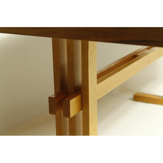 Image 1 of Vintage "Horizon" salontafel in shedua hout en essen, 1970