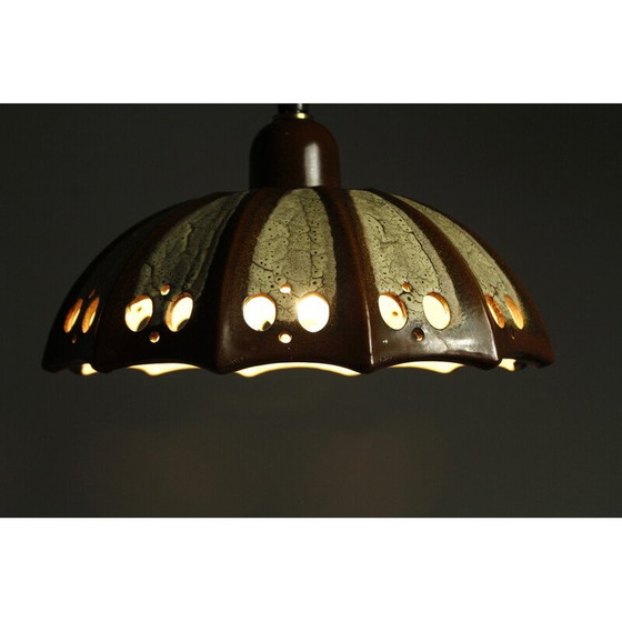Image 1 of Vintage dikke lava keramiek hanglamp van Pan Leuchten, 1970