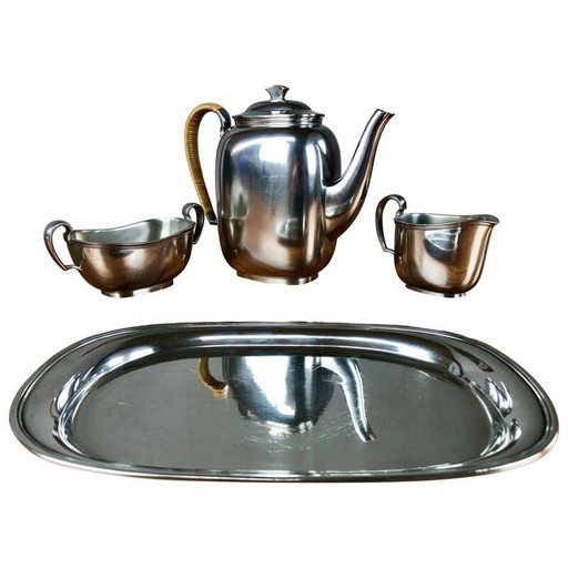 Vintage tinnen koffieservies door Just Andersen Pewter, Denemarken 1950