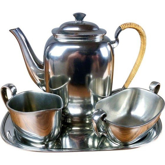 Image 1 of Vintage tinnen koffieservies door Just Andersen Pewter, Denemarken 1950