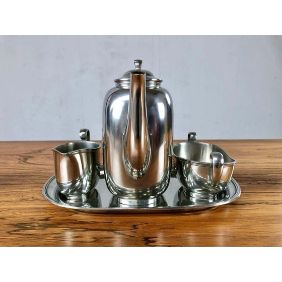 Image 1 of Vintage tinnen koffieservies door Just Andersen Pewter, Denemarken 1950