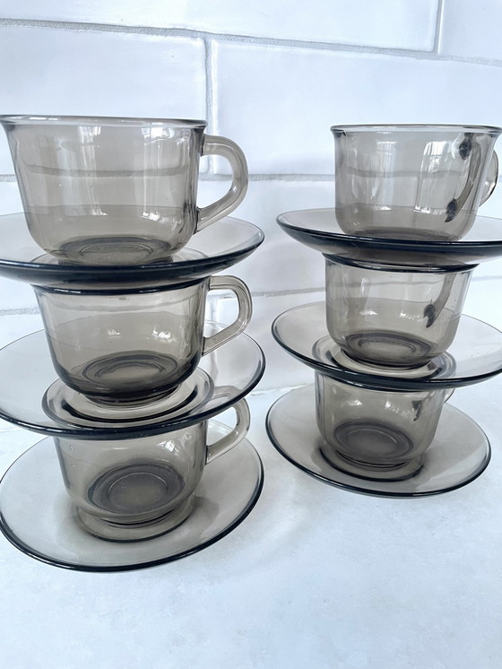 Image 1 of Vintage Arcoroc Kop En Schotel 6 Stuks