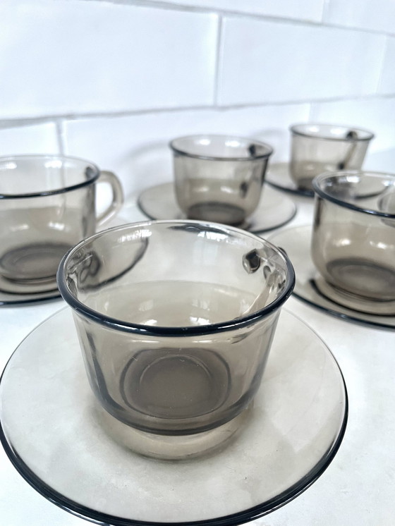 Image 1 of Vintage Arcoroc Kop En Schotel 6 Stuks